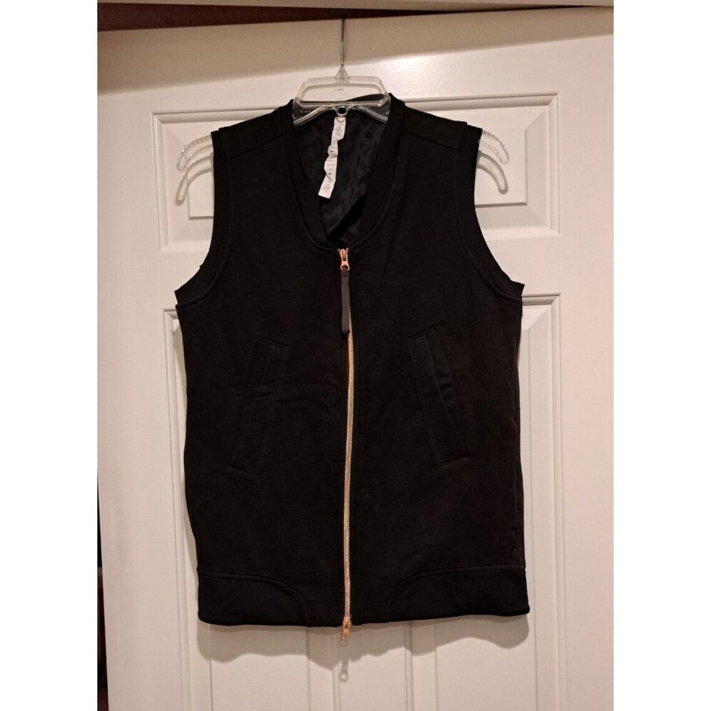 Lululemon Departure Full Zip Sleeveless Vest Women Size 4 Black with 2 Zippers